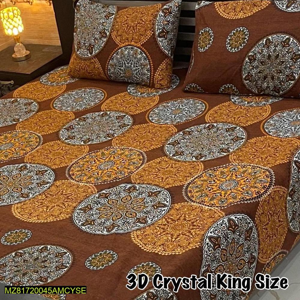 3 pc Cotton printed double bedsheet