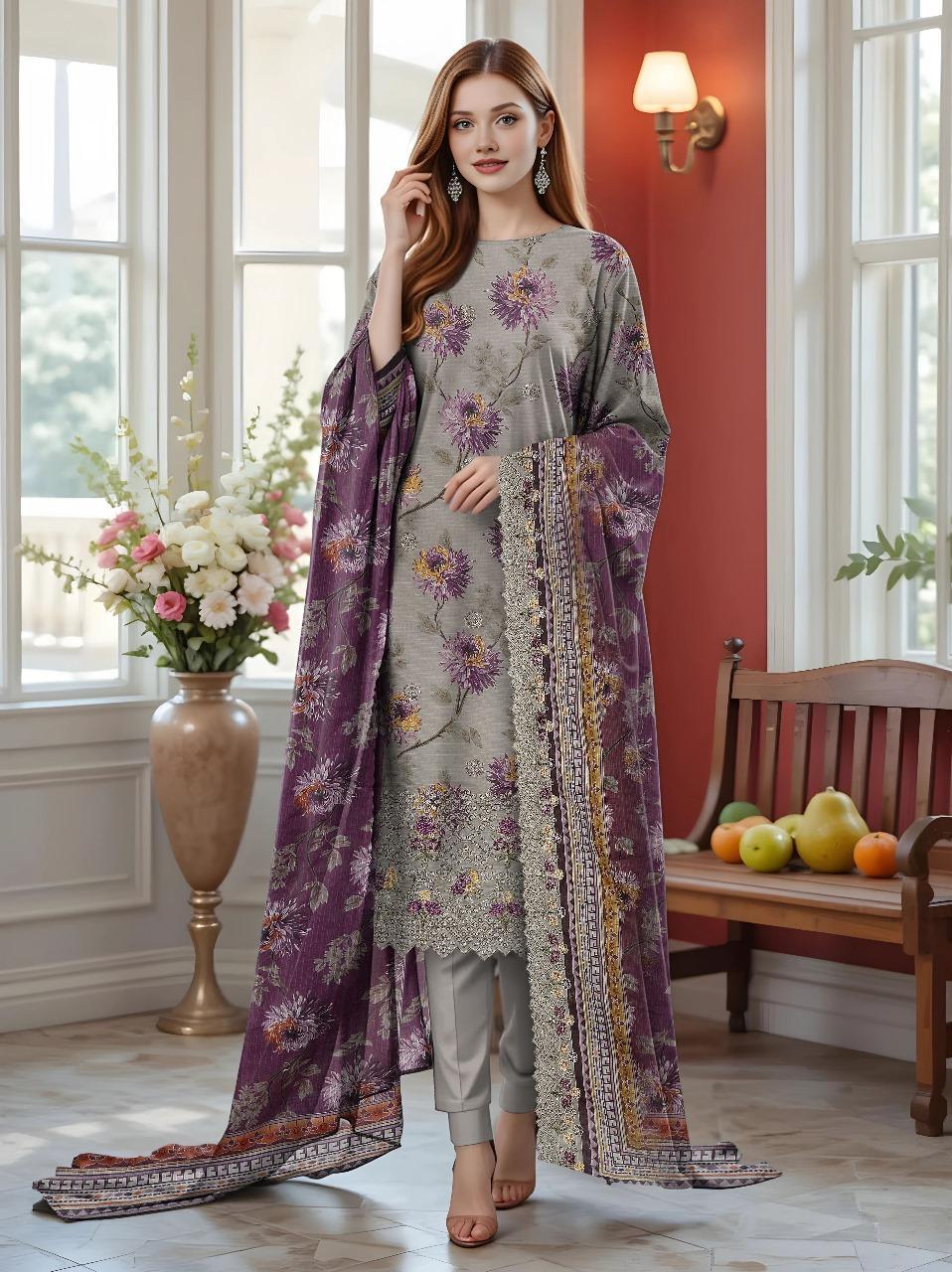 Women's stitched swiss lawn Printed co-ord set