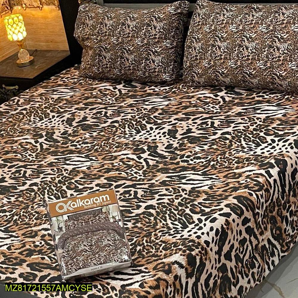 3 pc Cotton printed double bedsheet