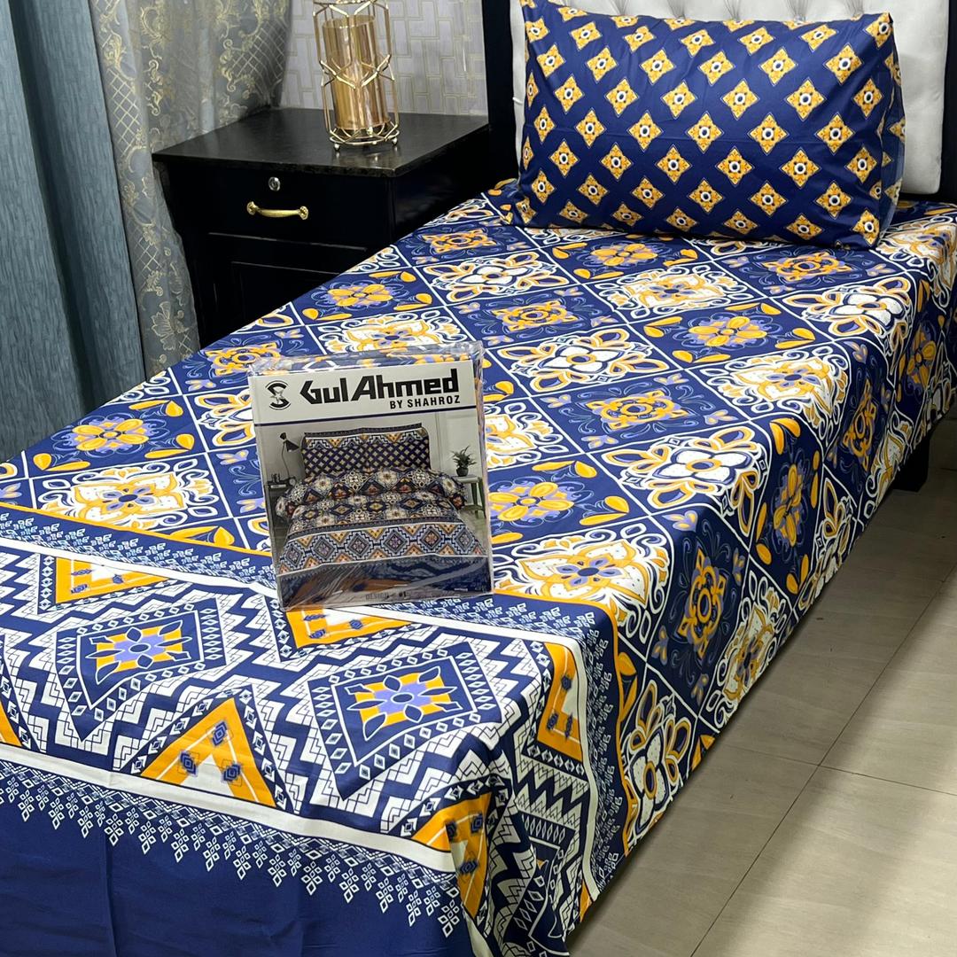 4 Pcs Cotton Printed Single Bedsheet
