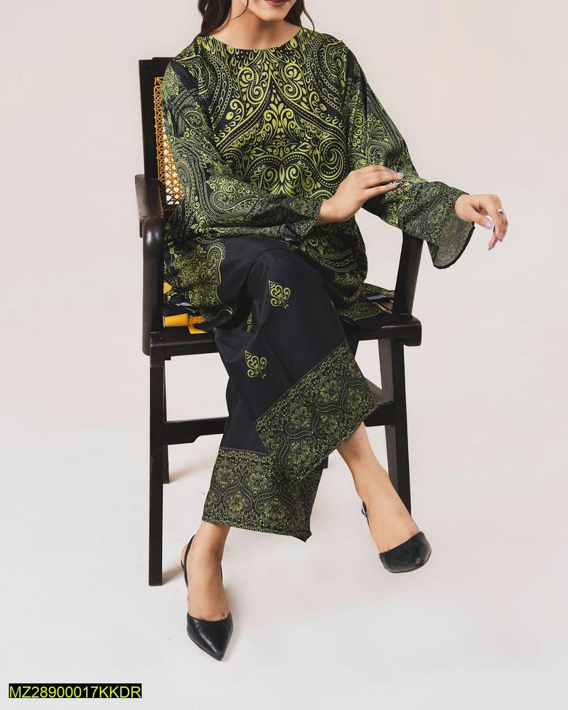 2 pc women stitched Grip printed shirt and trousers/plazo