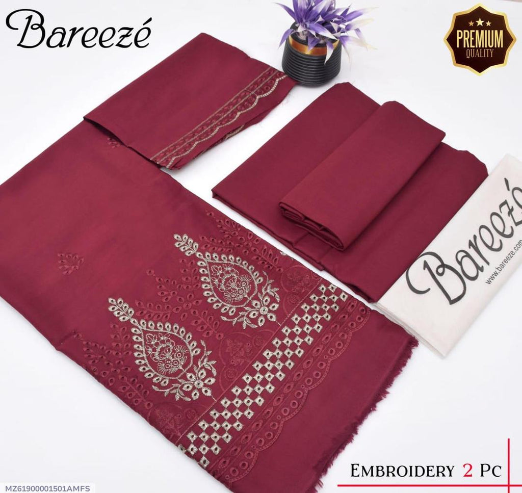 2 Pcs Women's Unstitched Chikankari Embroidered Suit