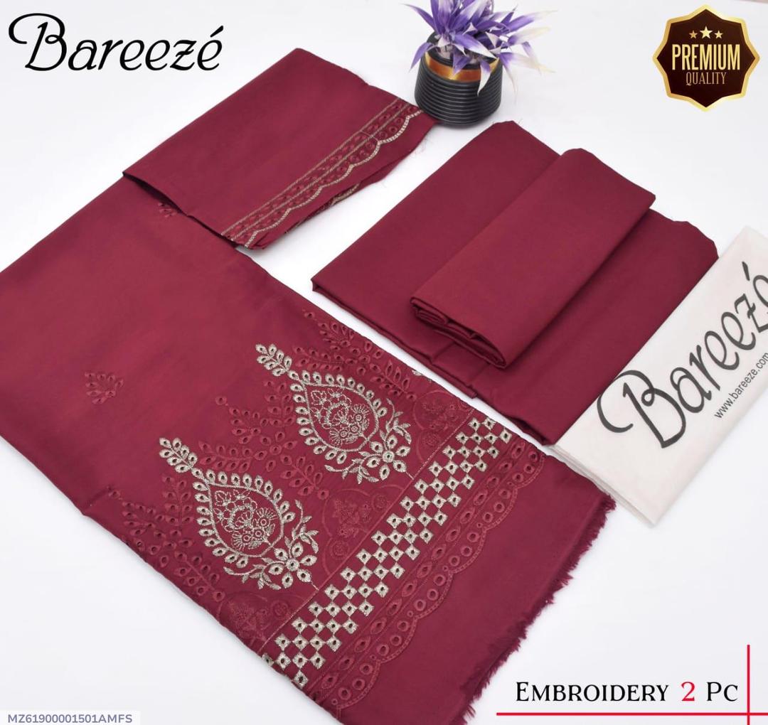 2 Pcs Women's Unstitched Chikankari Embroidered Suit