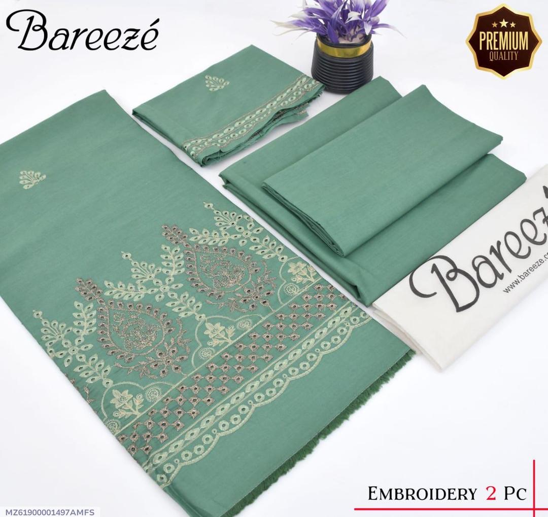 2 Pcs Women's Unstitched Chikankari Embroidered Suit