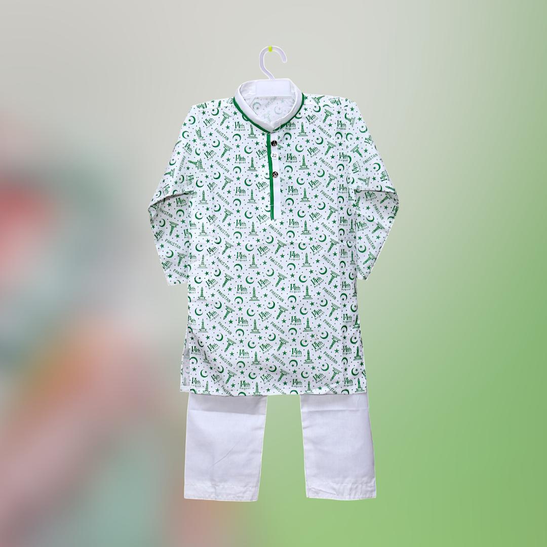 2 Pcs Boy's Cotton Lawn Printed Kurta And Shalwar Suit