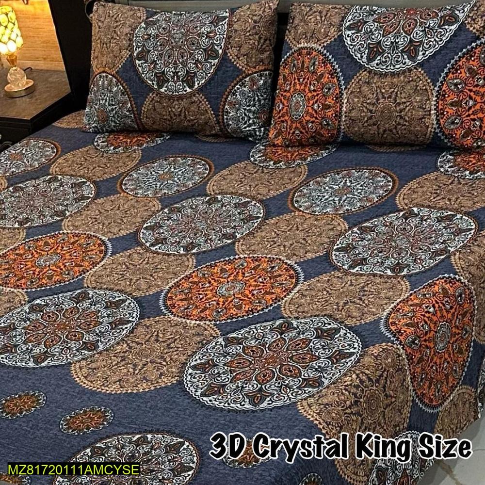 3 pc Cotton printed double bedsheet