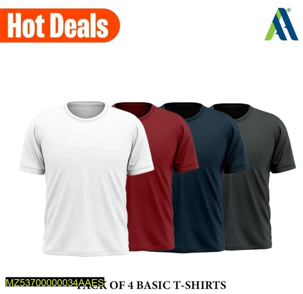 Men's Stitched Jersey Plain T-Shirt, Pack of 4