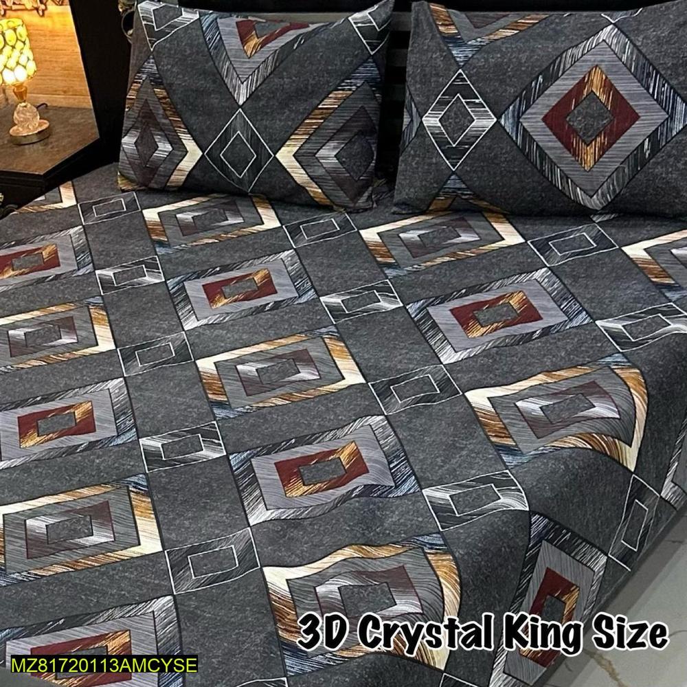 3 pc Cotton printed double bedsheet