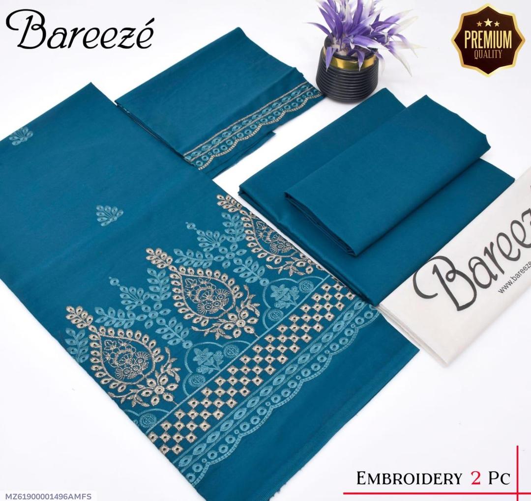 2 Pcs Women's Unstitched Chikankari Embroidered Suit