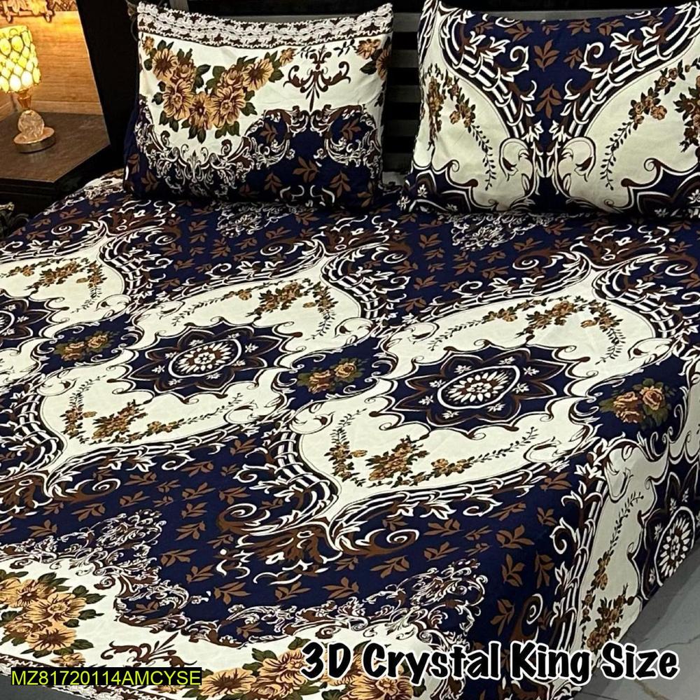 3 pc Cotton printed double bedsheet