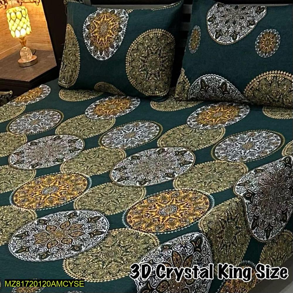 3 pc Cotton printed double bedsheet