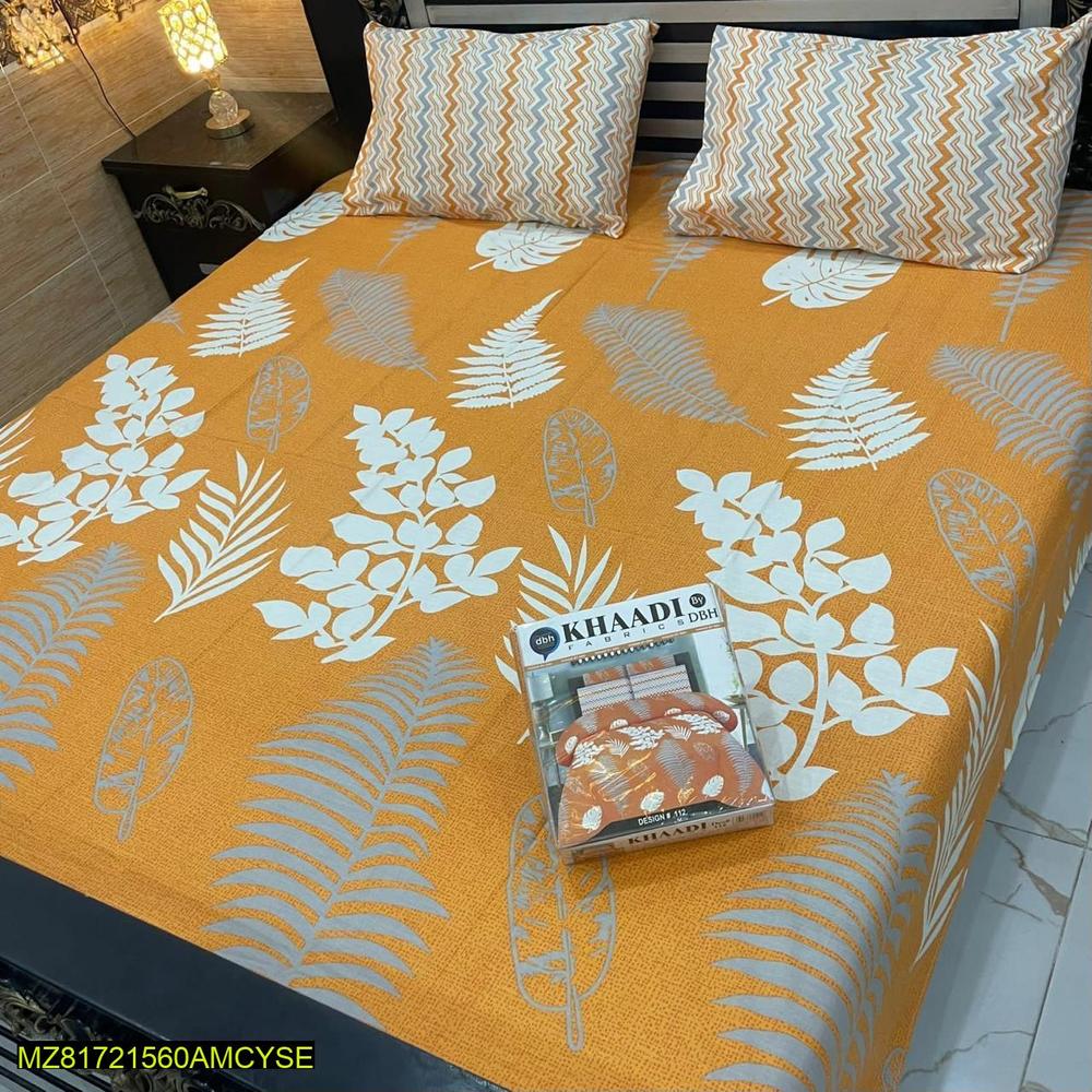 3 pc Cotton printed double bedsheet