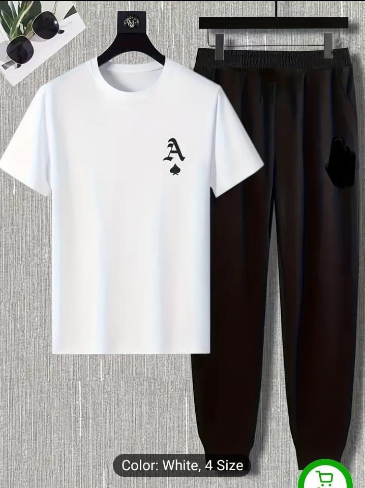 Men's black polyester track suit - 2 pc