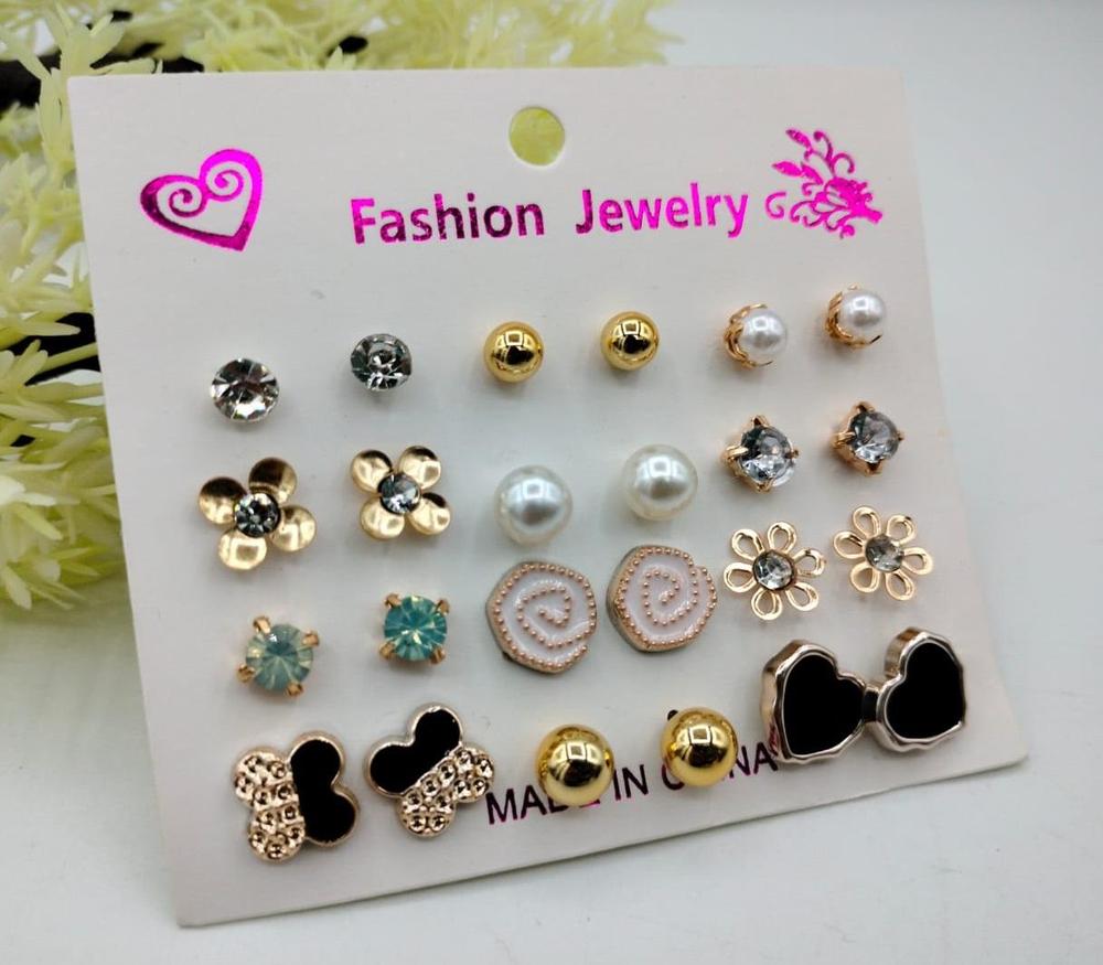 Alloy Earrings, Pack of 12