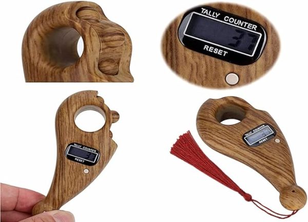 Digital Counter With Qibla Compass And Rotating Prayer Beads Portable Finger Tasbeeh Japa