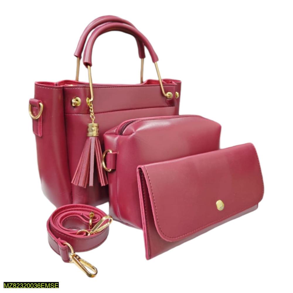 Women's PU Leather handbag set - 3 pcs