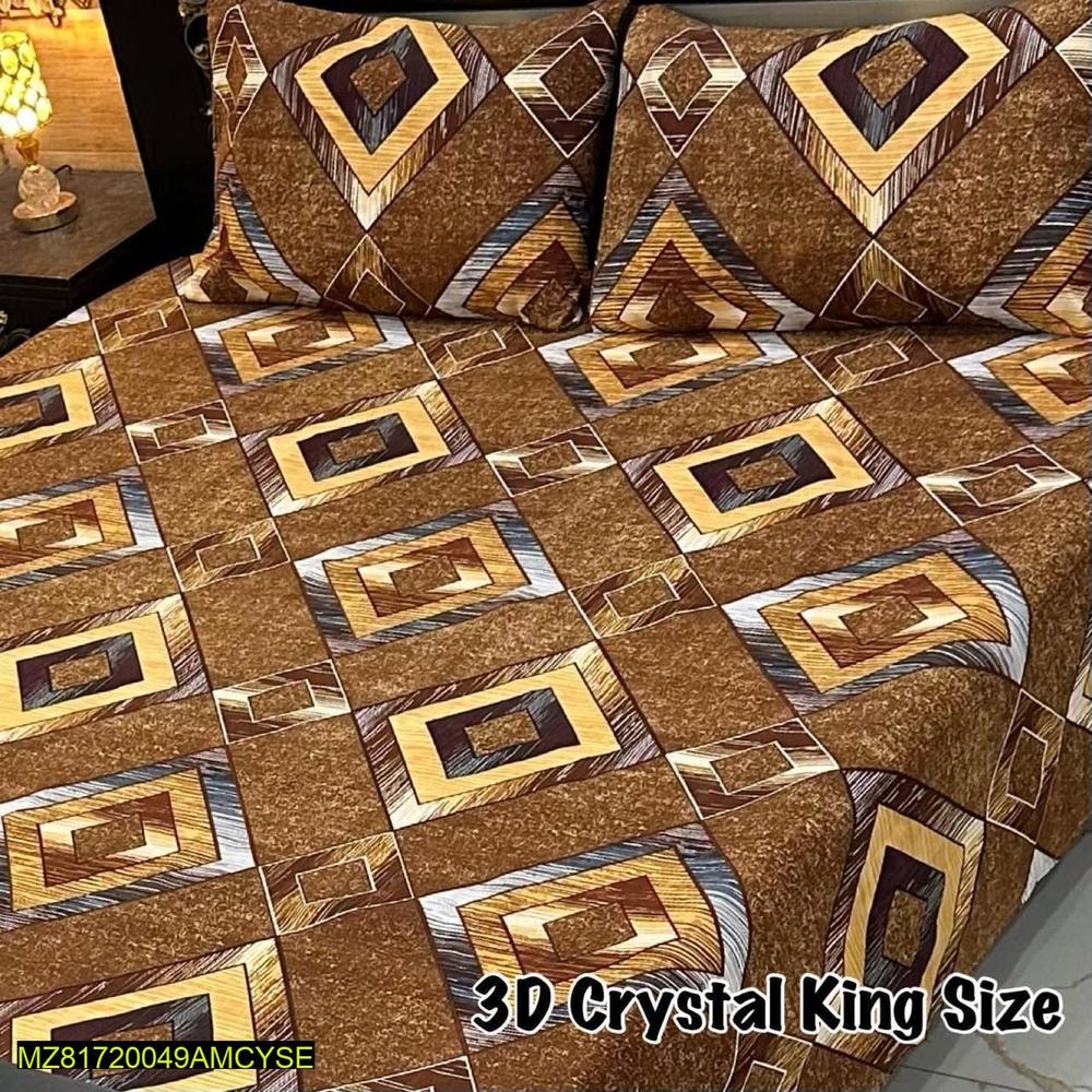 3 pc Cotton printed double bedsheet