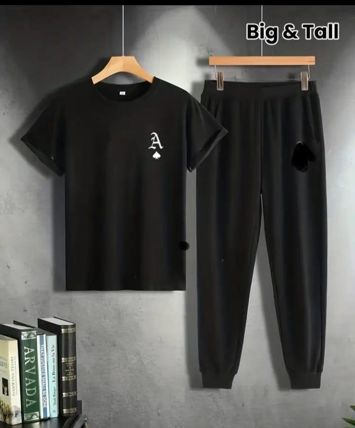 Men's black polyester track suit - 2 pc