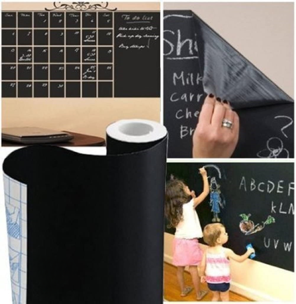 Large Black Chalkboard Sticker Paper Diy Black Board Wall Adhesive Black Board Size (3 X 1.3 Ft)