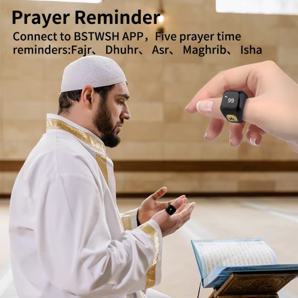Electronic Tally Zikr Counter Digital Tasbeeh Ring Qibla Zikr Ring