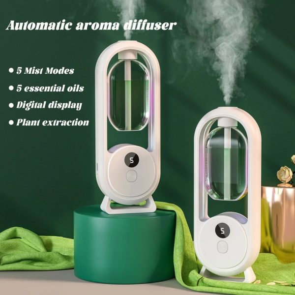 Rechargeable 5-Mode Aromatic Diffuser – Timed Essential Oil Air Freshener for Bedroom, Living Room &amp; Bathroom 50ml