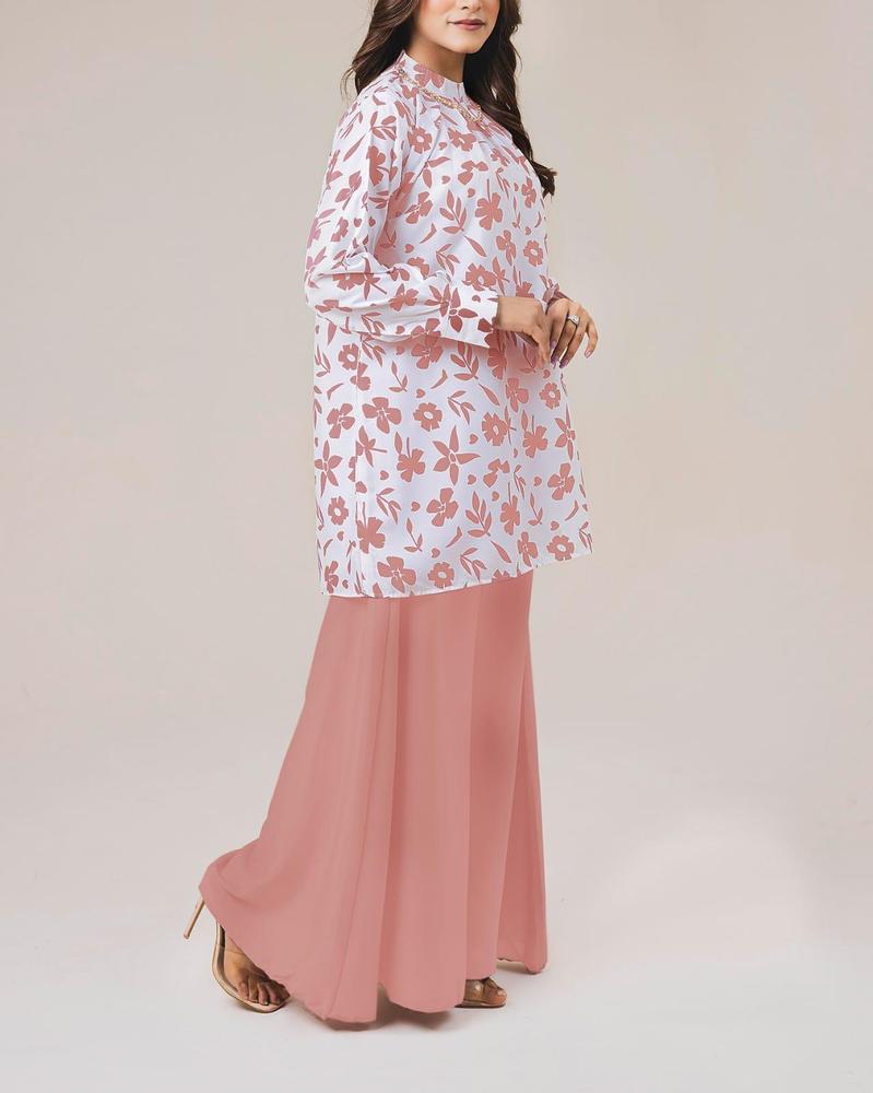 2 pc women stitched Grip printed shirt and trousers/plazo